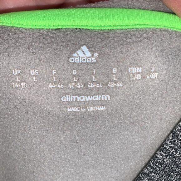 Adidas Womens Hoodie Sweatshirt Fleece Lined Pullover Sporty Black Green Large - Picture 12 of 13